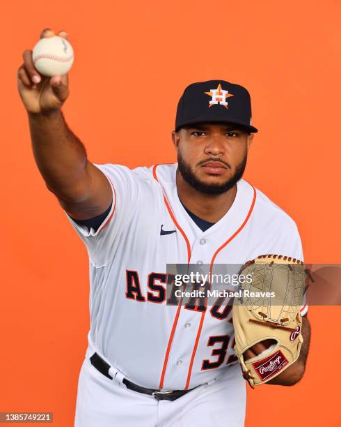 Josh James of the Houston Astros poses for photo during Photo Day at The Ballpark of the Palm Beaches on March 16, 2022 in West Palm Beach, Florida.