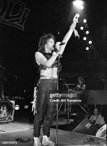 July 1984 MANDATORY CREDIT Bill Tompkins/Getty Images Bon Jovi performing at Madison Square Garden. July 1984 in New York City.