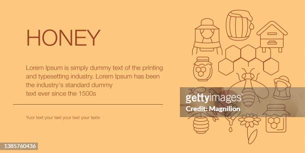 honey web banner composition icons editable stroke - worker bee stock illustrations