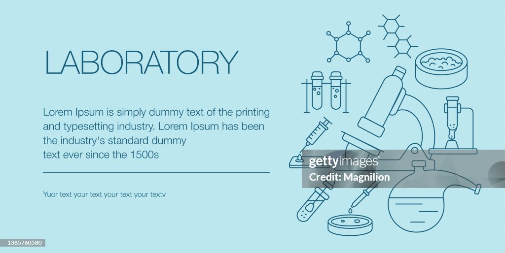 Laboratory Web Banner Composition Icons Editable stroke