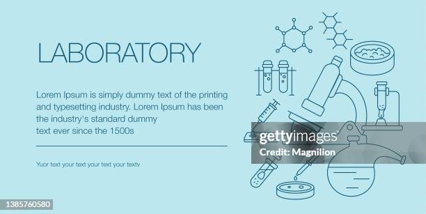 laboratory web banner composition icons editable stroke - microscope isolated stock illustrations