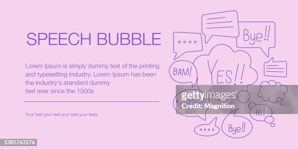 stockillustraties, clipart, cartoons en iconen met speech bubble editable stroke web banner composition icons - ideeënbus