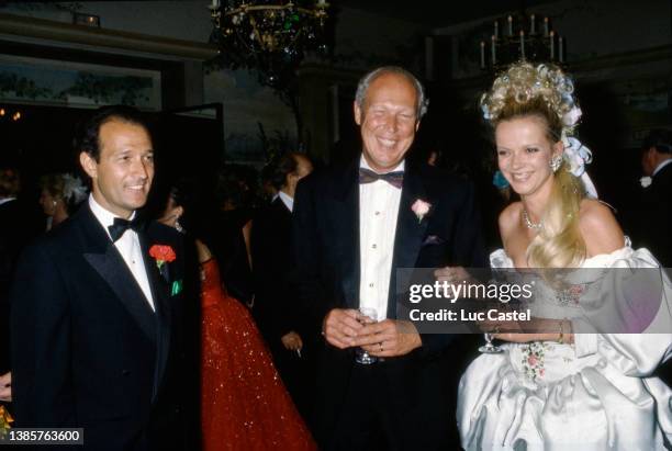 Thierry Gaubert, Prince Victor Emmanuel of Savoy and Princess Helene of Yougoslavia attend the Opening of the Baron Hubert von Pantz's Ball at...