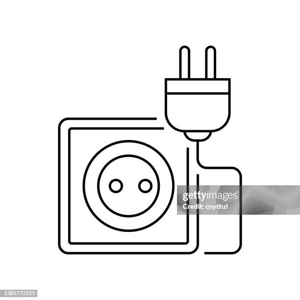 electric plug vector line icon, simple thin line icon - ethernet switch stock illustrations