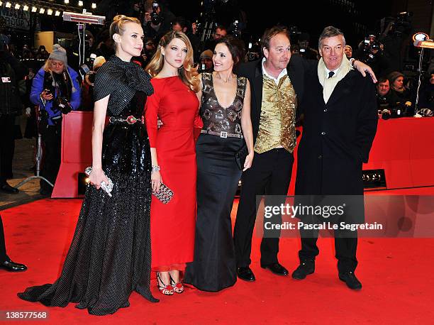 Actress Diane Kruger, Lea Seydoux, Virginie Ledoyen, actor Xavier Beauvois and director Benoit Jacquot attend the "Les Adieux De La Reine" Premiere...