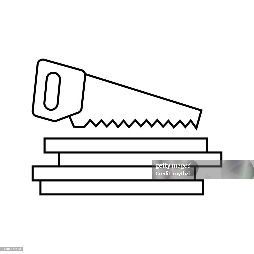 Icono de línea vectorial de carpintería, icono de línea delgada simple