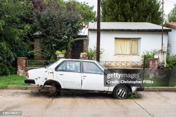 Vintage and abandoned Renault 18 on February 8, 2022 parked outside its owner's house in La Cumbre town, Cordoba, Argentina. .