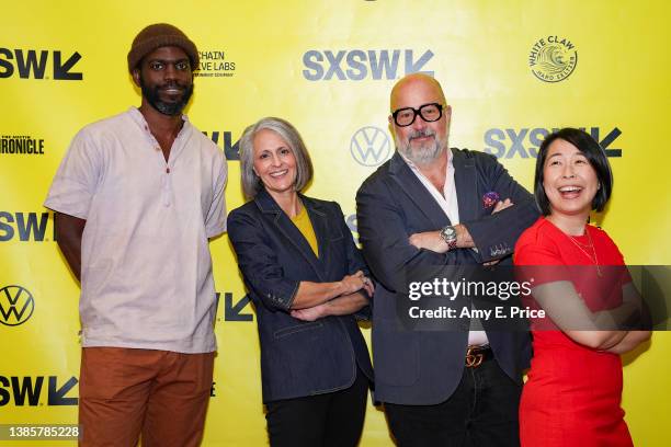 Stephen Satterfield, Denise Osterhues, Andrew Zimmern, and Emily Ma attend 'Future Intersections of Food, Technology & Culture' during the 2022 SXSW...