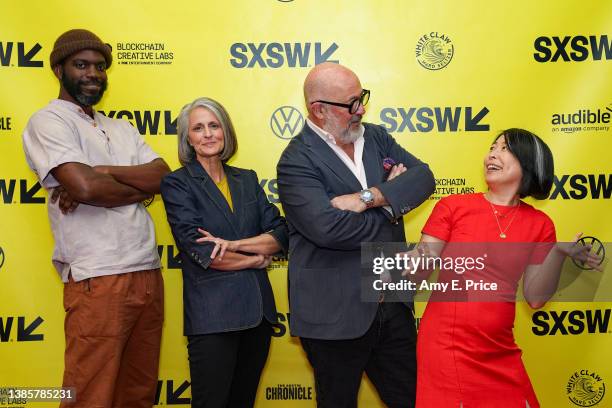 Stephen Satterfield, Denise Osterhues, Andrew Zimmern, and Emily Ma attend 'Future Intersections of Food, Technology & Culture' during the 2022 SXSW...