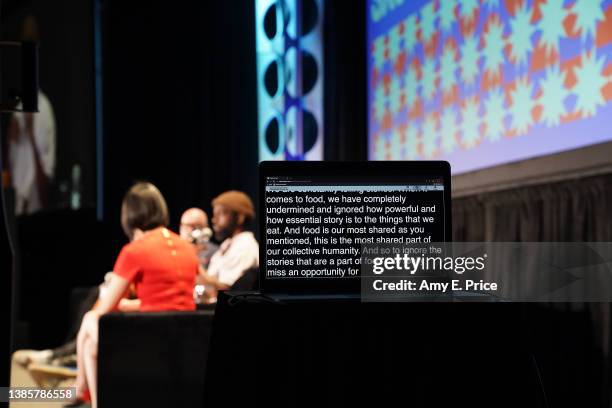 Emily Ma, Andrew Zimmern and Stephen Satterfield speak onstage at 'Future Intersections of Food, Technology & Culture' during the 2022 SXSW...