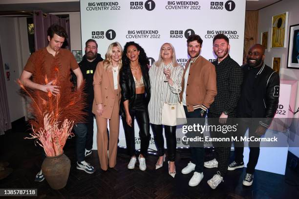 Greg James, Daniel P. Carter, Mollie King, Vick Hope, Katie Thistleton, Jordan North, Dean McCullough and Melvin O'Doom attend Radio 1's Big Weekend...