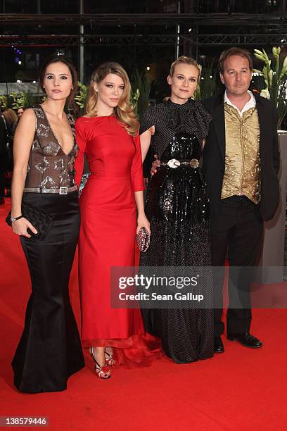 Actors Virginie Ledoyen, Lea Seydoux, Diane Kruger and Xavier Beauvois attend the "Les Adieux De La Reine" Premiere during day one of the 62nd Berlin...