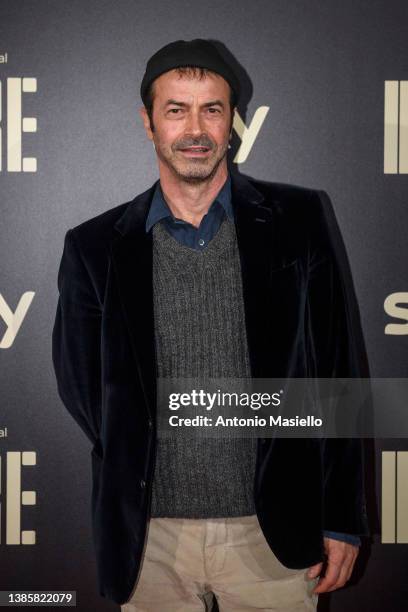 Andrea Occhipinti attends the premiere of the tv series "Il Re" on March 16, 2022 in Rome, Italy.