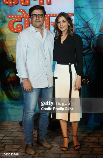 Goldie Behl and Sonali Bendre attend the screening of Voot Select's upcoming show 'Apharan' on March 16, 2022 in Mumbai, India