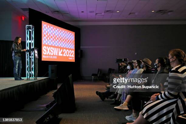 Secretary of the Interior Deb Haaland speaks onstage at 'Auntie Deb's Guide to Equity & Inclusion' during the 2022 SXSW Conference and Festivals at...