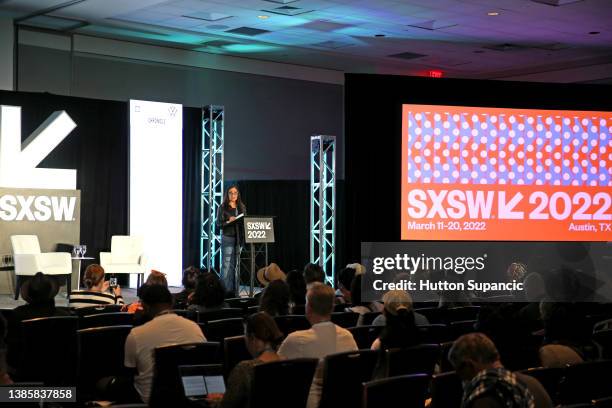 Secretary of the Interior Deb Haaland speaks onstage at 'Auntie Deb's Guide to Equity & Inclusion' during the 2022 SXSW Conference and Festivals at...