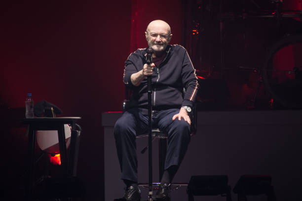 Phil Collins from Genesis performs at U Arena on March 17, 2022 in Nanterre, France.