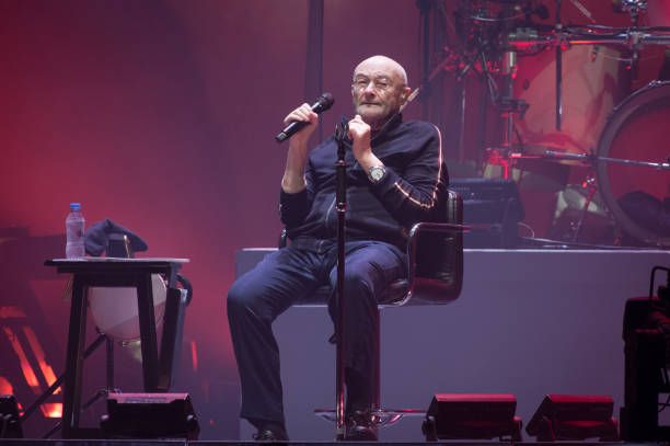 Phil Collins from Genesis performs at U Arena on March 17, 2022 in Nanterre, France.