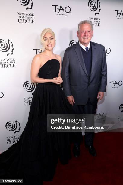 Lady Gaga and Al Gore attends the 2022 New York Film Critics Circle Awards at TAO Downtown on March 16, 2022 in New York City.