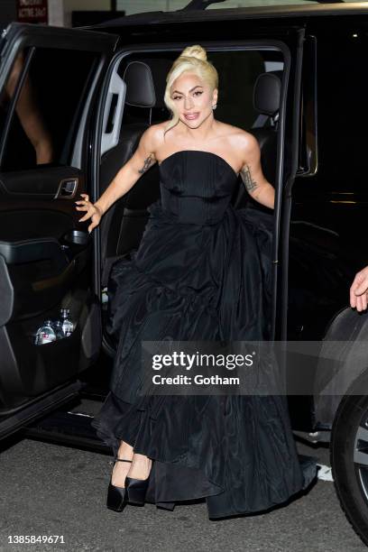 Lady Gaga arrives at the New York Film Critics Circle awards at Tao Downtown on March 16, 2022 in New York City.