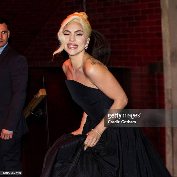 Lady Gaga arrives at the New York Film Critics Circle awards at Tao Downtown on March 16, 2022 in New York City.
