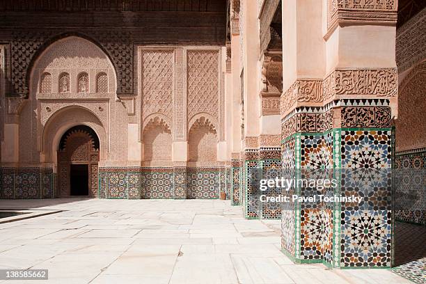 ben youssef madrasa, marrakesh - marrakech morocco stock pictures, royalty-free photos & images