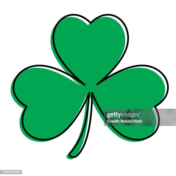 outline green clover leaf - clover stock illustrations