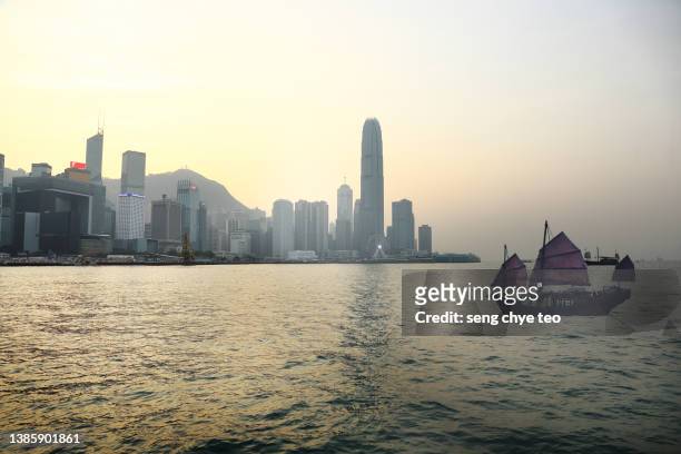 hong kong city in sunrise at kowloon, hong kong - 2017 2022 stock pictures, royalty-free photos & images