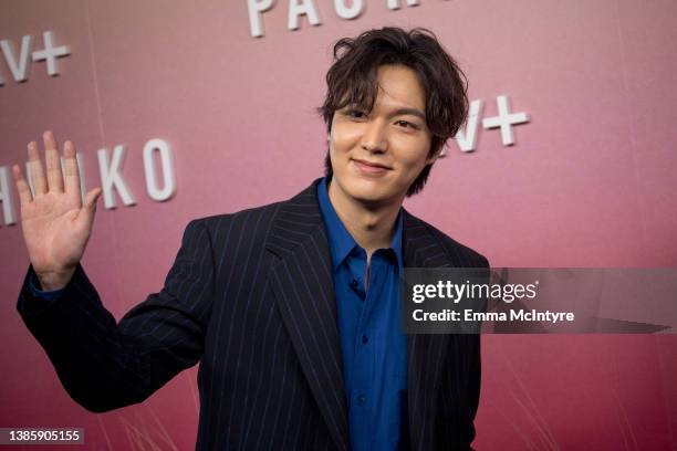 Lee Min-ho attends the red carpet for the global premiere of Apple's 'Pachinko' at Academy Museum of Motion Pictures on March 16, 2022 in Los...