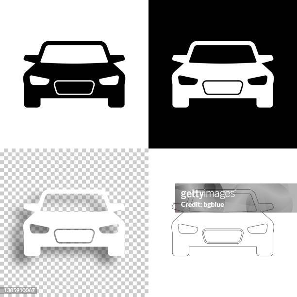 stockillustraties, clipart, cartoons en iconen met car - front view. icon for design. blank, white and black backgrounds - line icon - car window