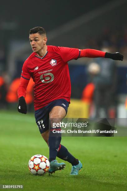 Hatem Ben Arfa of Lille in action during the UEFA Champions League Round Of Sixteen Leg Two match between Lille OSC and Chelsea FC at Stade...