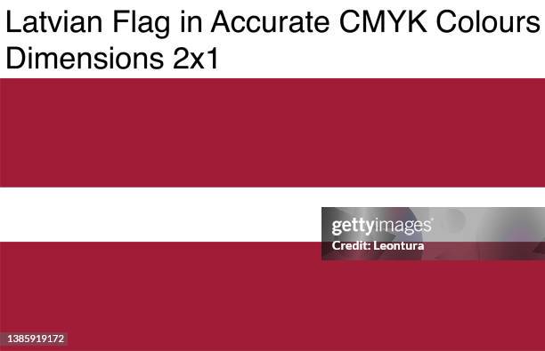 latvian flag in accurate cmyk colors (dimensions 2x1) - riga stock illustrations