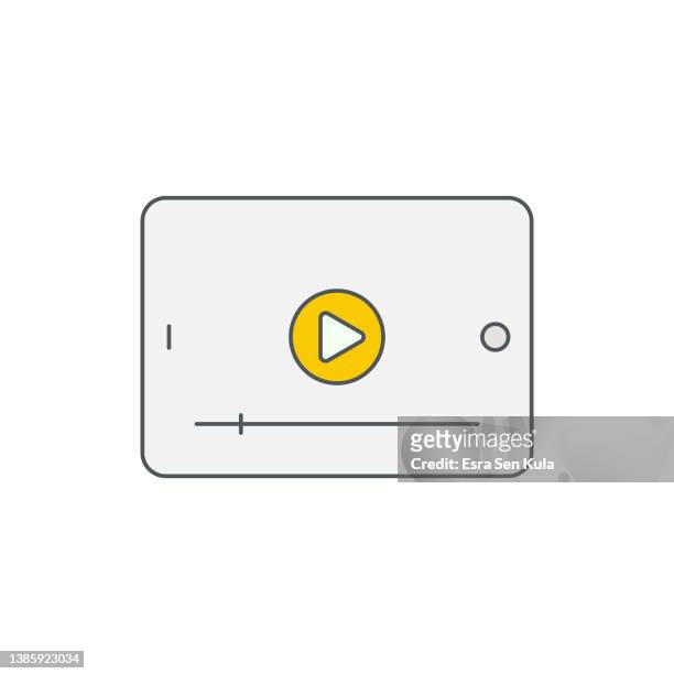 video streaming service flat line icon with editable stroke - netflix stock illustrations
