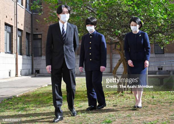 Prince Hisahito talks with his parents Crown Prince Fumihito, Crown Prince Akishino and Crown Princess Kiko of Akishino are seen before attending the...