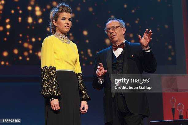 Dieter Kosslick and Anke Engelke attend the Opening Ceremony of the 62nd Berlin International Film Festival at the Berlinale Palast on February 9,...