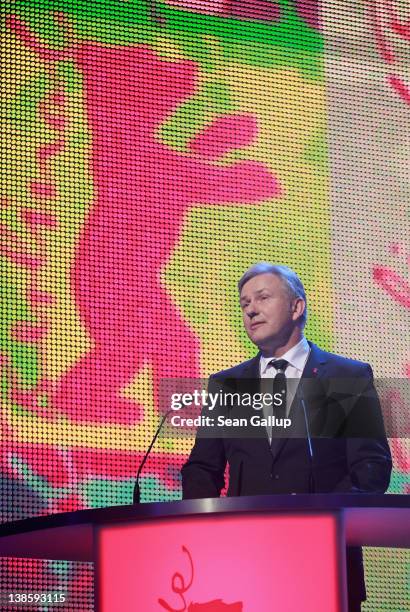 Berlin's mayor Klaus Wowereit attends the Opening Ceremony of the 62nd Berlin International Film Festival at the Berlinale Palast on February 9, 2012...