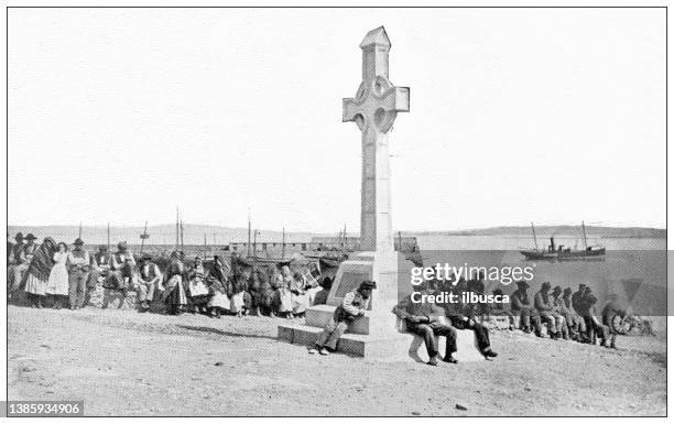 antique travel photographs of ireland: emigration - ireland landscape stock illustrations