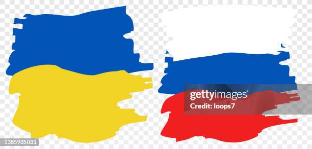 russische und ukrainische flaggenfarben - ukraine stock-grafiken, -clipart, -cartoons und -symbole