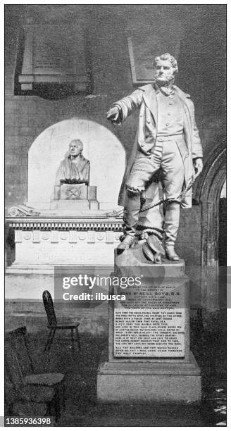 antique travel photographs of ireland: curran's bust and boyd monument - saint patrick stock illustrations