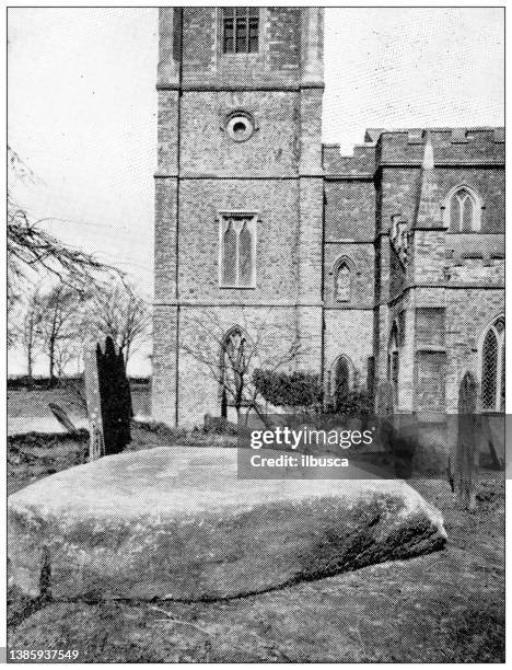 antique travel photographs of ireland: st patrick's grave, downpatrick - saint patrick stock illustrations