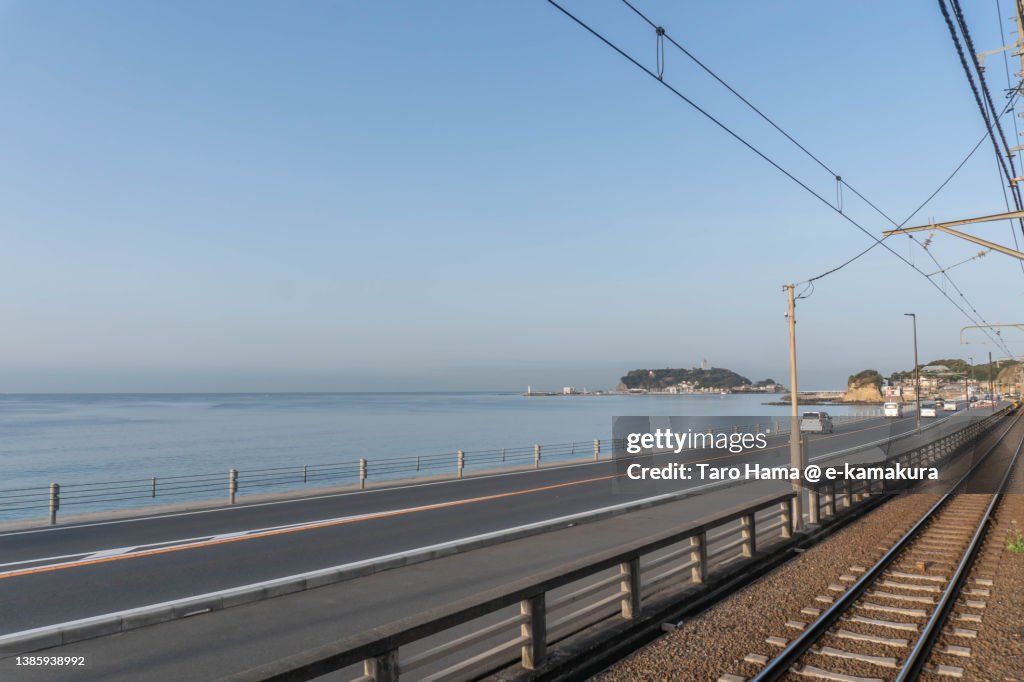 The coast road in Kanagawa of Japan