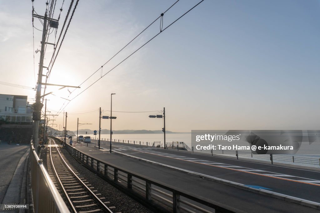The coast road in Kanagawa of Japan
