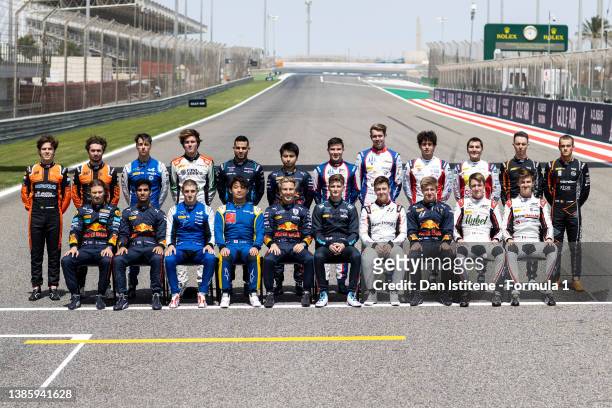 The F2 Class of 2022 drivers pose for a photo during previews ahead of Round 1:Sakhir of the Formula 2 Championship at Bahrain International Circuit...