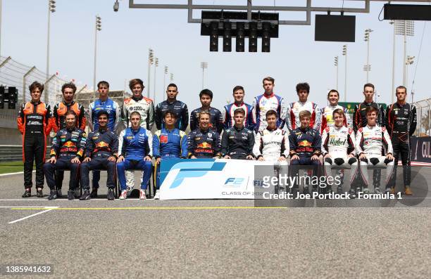 The F2 Class of 2022 drivers pose for a photo during previews ahead of Round 1:Sakhir of the Formula 2 Championship at Bahrain International Circuit...