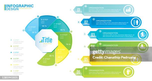 business data visualization. infographic elements stock illustration infographic, number 6, part of, steps , icons, success, circle - rounded rectangle infographic stock illustrations