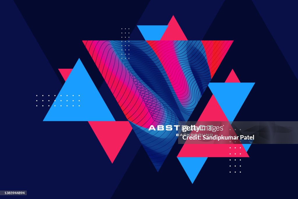 Abstract geometric triangle shapes on blue color background.