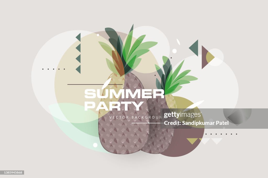 Modische moderne Plakat mit Ananas, Sommerfest. Retro-Stil-banner