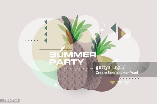 fashionable modern poster with pineapple, summer party. retro style banner - fashion stock illustrations