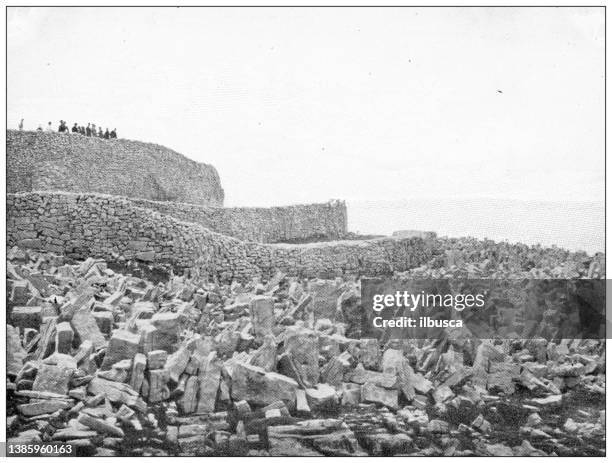 Antique Travel Photographs Of Ireland Ancient Celtic Fortress Aran Islands High-Res Vector Graphic