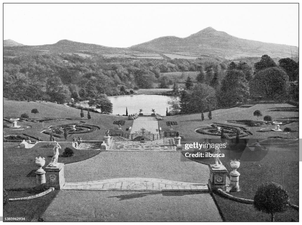 Antique travel photographs of Ireland: Powerscourt Estate gardens